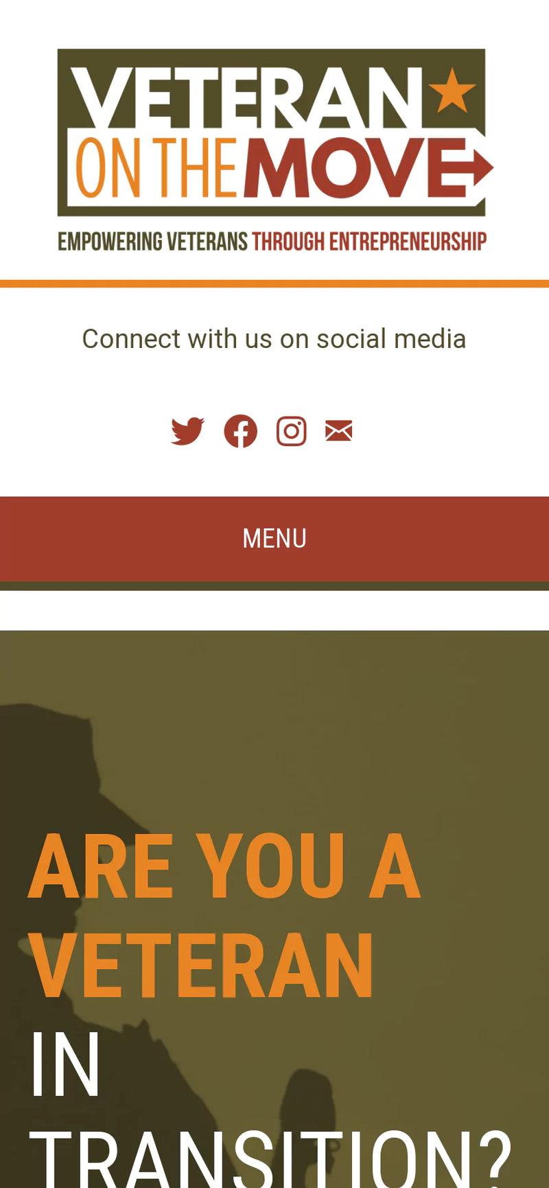 Screenshot of the Veteran on the move podcast website. 