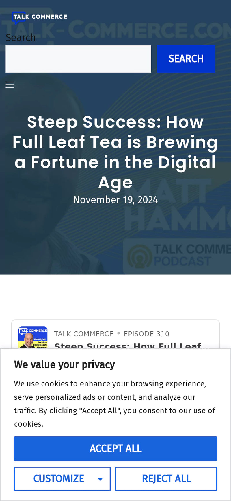 Screenshot of the Website Talk commerce where Matt and Lisa discuss the changes of the e-commerce world. 
